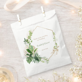 Elegante groene tropische bladeren gouden geometri bedankzakje