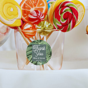 Elegante groene tropische botanische dank u bruilo ronde sticker