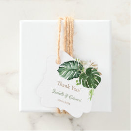 Elegante groene tropische Monstera-bladeren bruilo Bedankjes Labels