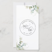 Elegante groene trouw bookmark 'Save the Date' (Achterkant)