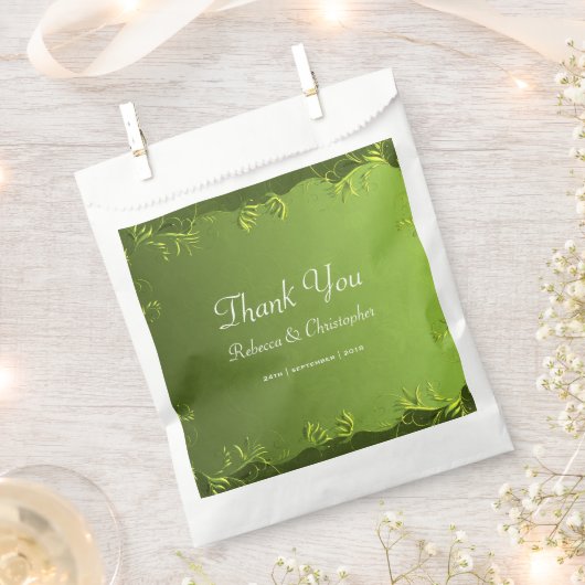 Elegante groene trouw huwelijksdankbetuiging bedankzakje (Geknipt)
