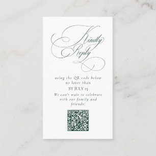 Elegante groene trouw-QR-code Gelieve te antwoorde Visitekaartje