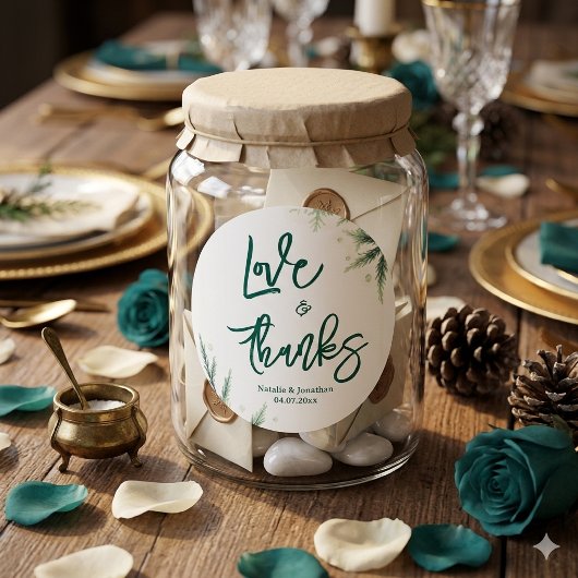 Elegante groene trouw  ronde sticker