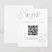 Elegante groene trouw-Scan Code RSVP Kaartje (Voorkant / Achterkant)