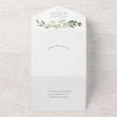 Elegante groene trouwfeest all in one uitnodiging (Buitenkant)