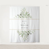 Elegante groene trouwfotocabine-achtergrond wandkleed (Voorkant)