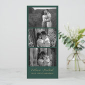 Elegante groene trouwfotostripframe save the date (Staand voorkant)