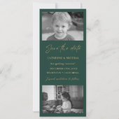 Elegante groene trouwfotostripframe save the date (Achterkant)