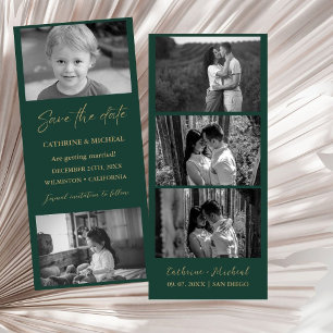 Elegante groene trouwfotostripframe save the date