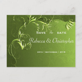 Elegante groene trouwkaart 'Save the Date' Aankondigingskaart