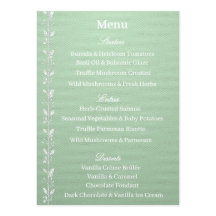 Elegante groene trouwmenu in pistachekleur