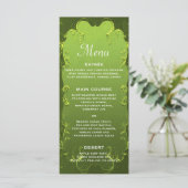 Elegante groene trouwreceptie menu (Staand voorkant)