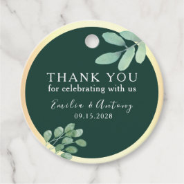 Elegante groene trouwtrofee bedankkaartjes bedankjes labels