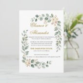 Elegante groene trouwuitnodiging template kaart (Staand voorkant)