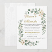 Elegante groene trouwuitnodiging template kaart (Voorkant / Achterkant)
