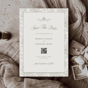 Elegante Groene Tuin Sage Groene Trouw QR Code Save The Date