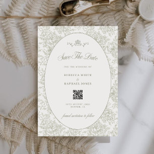 Elegante Groene Tuin Sage Groene Trouw QR Code Save The Date