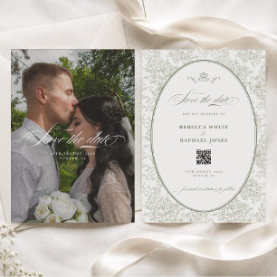 Elegante Groene Tuin Sage Groene Trouw QR Code Save The Date