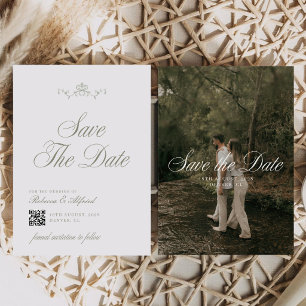 Elegante Groene Tuin Sage Groene Trouw QR Code Save The Date