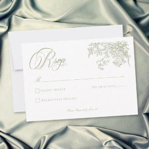 Elegante Groene Tuinbruiloft in Vintage Stijl RSVP Kaartje