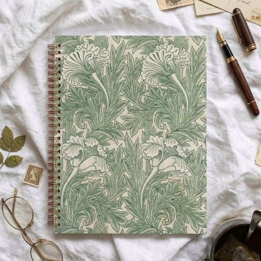 Elegante groene tulpen William Morris planner