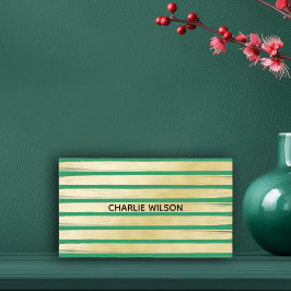 Elegante groene turquoise gouden folie gestreepte  visitekaartje