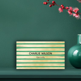 Elegante groene turquoise gouden folie gestreepte  visitekaartje