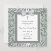 Elegante groene tweeling foto doopuitnodigingen kaart (Achterkant)