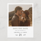 Elegante groene typografie Foto Save the Date Uitnodiging Briefkaart (Voorkant)