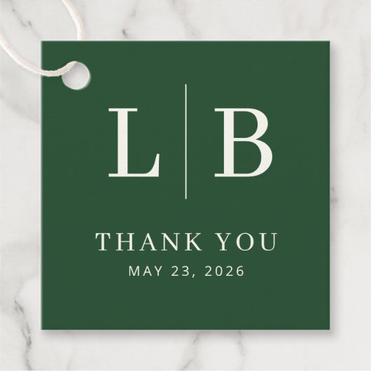 Elegante groene typografische dankbaarheid bedankjes labels (Voorkant)