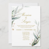 Elegante groene uitnodiging in het Spaans (Voorkant)