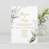 Elegante groene uitnodiging in het Spaans (Staand voorkant)