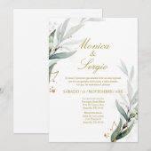 Elegante groene uitnodiging in het Spaans (Voorkant / Achterkant)