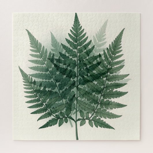 Elegante groene varenbladeren botanisch legpuzzel (Verticaal)