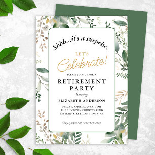 Elegante groene verrassings-pensioenfeest kaart