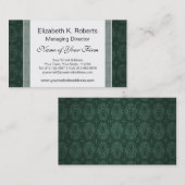 Elegante groene Victoriaans Damask  stijl Visitekaartje (Voorkant / Achterkant)