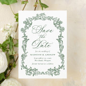 Elegante Groene Victoriaanse Bloem QR Code Trouwda Save The Date