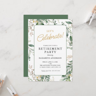 Elegante Groene Viering van een Pensioenfeest Kaart