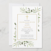 Elegante Groene Viering van het Leven Funeral Kaart (Voorkant)