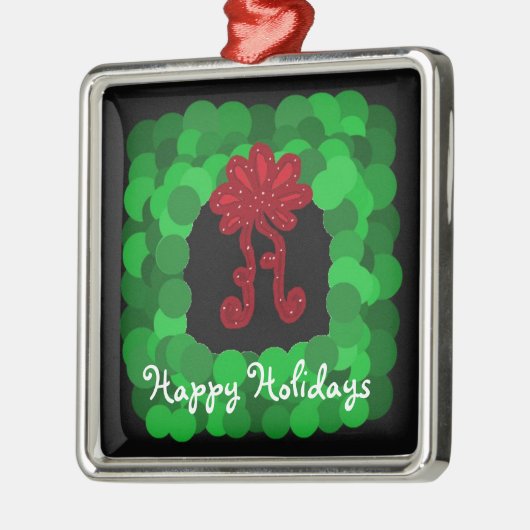 Elegante groene vierkante krans metalen ornament (Links)