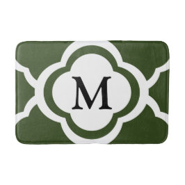 Elegante groene vierlobbig monogram badmat