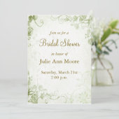 Elegante groene Vintage bruidsdouche uitnodiging (Staand voorkant)