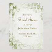 Elegante groene Vintage bruidsdouche uitnodiging (Voorkant / Achterkant)