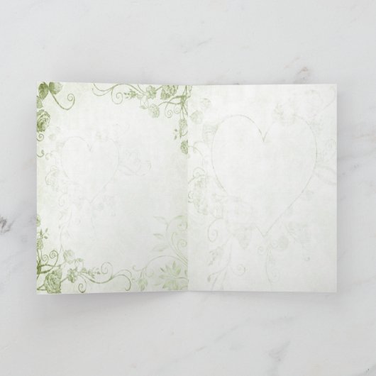 Elegante groene vintage bruiloft uitnodiging (Binnen)