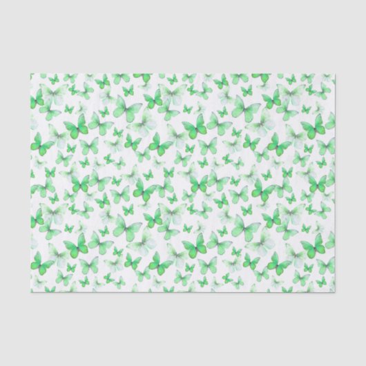 Elegante Groene Vlinders Patroon Tissuepapier (Voorkant)