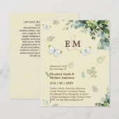 Elegante groene vlinders trouwkaarten (Voorkant / Achterkant)