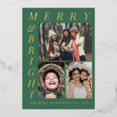 Elegante groene vrolijke en heldere kerst folie feestdagenkaart (Voorkant)