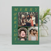 Elegante groene vrolijke en heldere kerst folie feestdagenkaart (Staand Voorkant)
