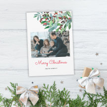 Elegante groene vrolijke kerst foto kaart