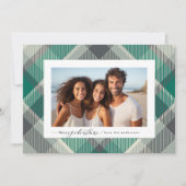Elegante Groene Vrolijke Kerstmis Custom Plaid Fot Feestdagenkaart (Voorkant)